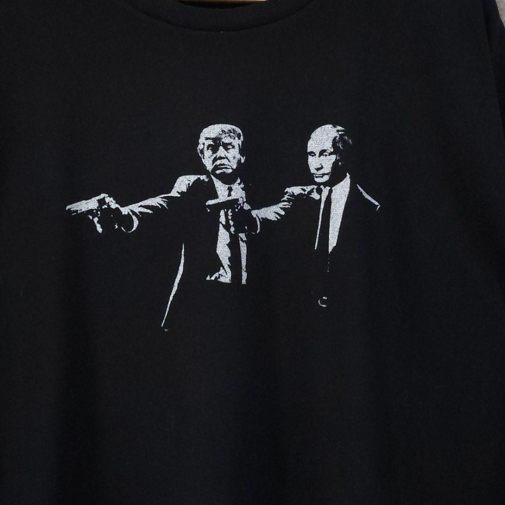 Rare Pulp Fiction Putin & Trump Ironic T-shirt, Well Preserved