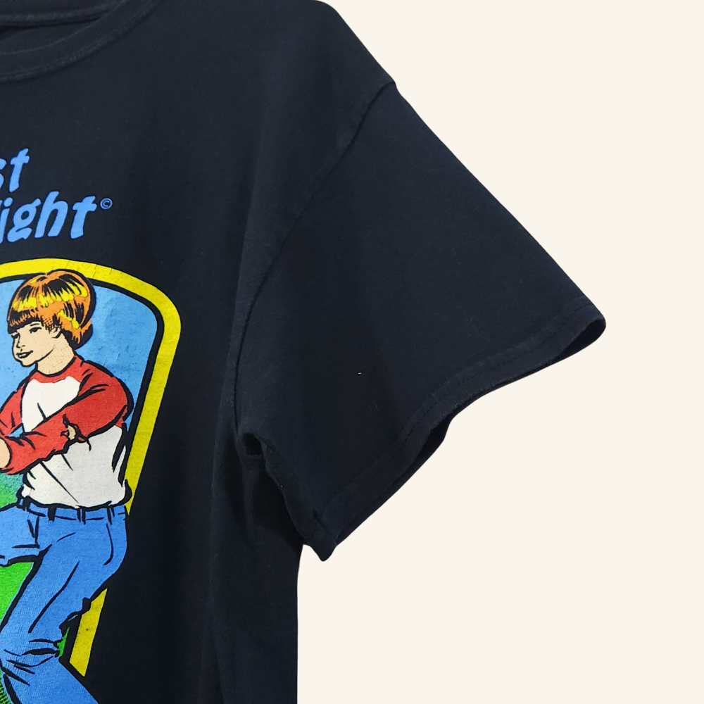 Steve Rhodes Men's Retro Comic Book Style Black Humor T-shirt "Boys Knife Fight" Nostalgic Vintage Design 100% Cotton