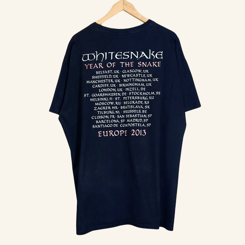 【Extremely Rare】Whitesnake 2013 Europe Tour T-Shirt - Unique Japanese Print Design (A Must-Have Item for Rock Collectors)